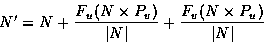 \begin{displaymath}N' = N + \frac{F_u(N \times P_v)}{\vert N\vert} + \frac{F_v(N \times P_u)}{\vert N\vert}\end{displaymath}